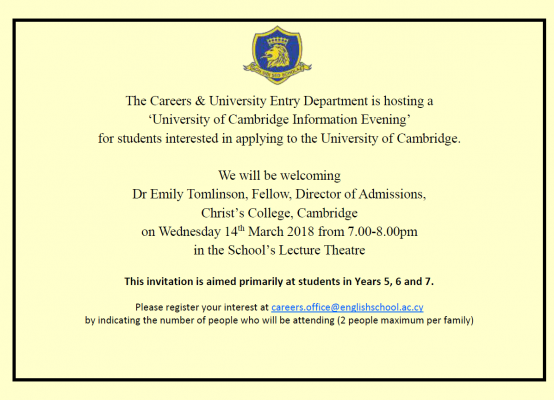 University of Cambridge Information Evening